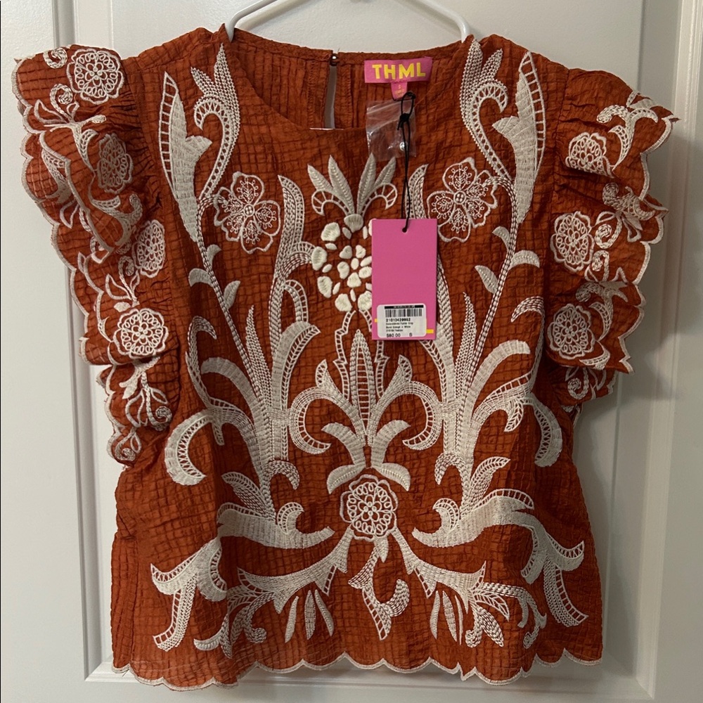 THML Women's Terracotta Embroidered Blouse purchased from UT CO-OP.
